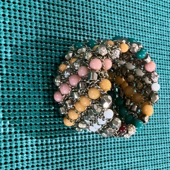 Bold Multi-Colored Beads & Chain Stretch Bracelet - Picture 4 of 12